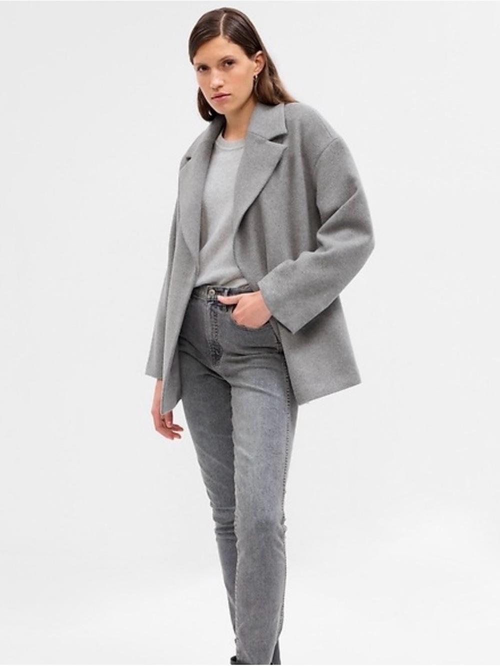 GAP Light Gray Wool Wrap Boxy Coat BNWT